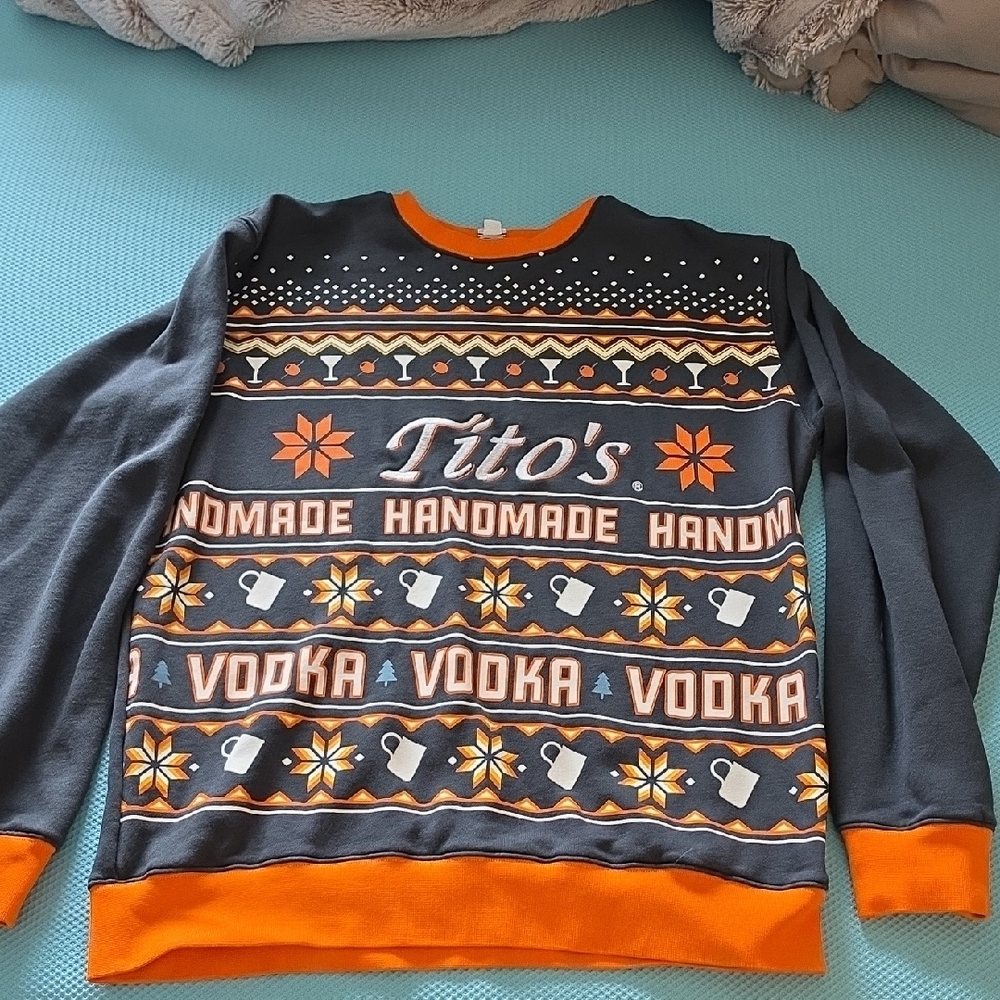 Handmade Vodka Men's Sweater - Black and Orange